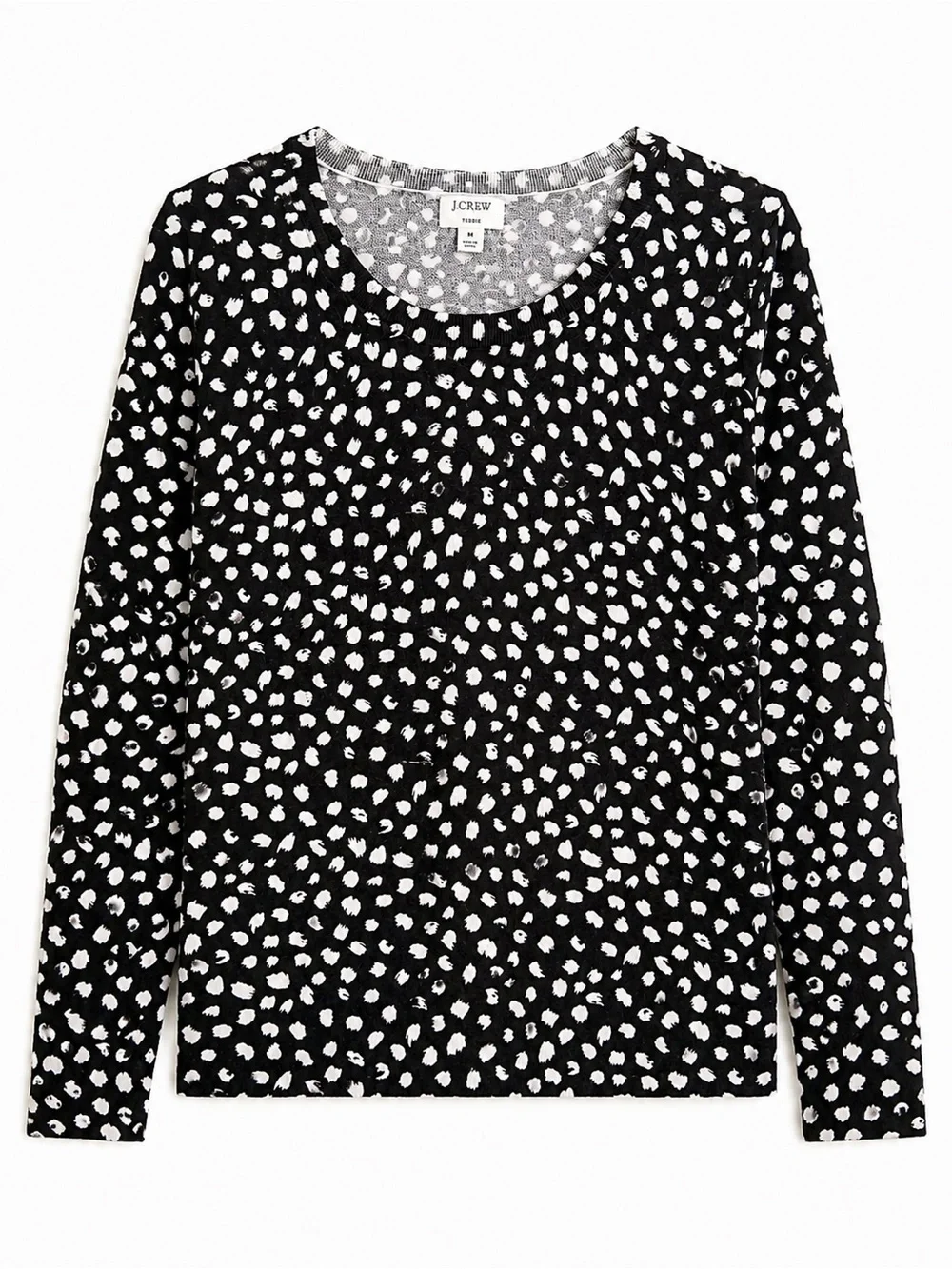 J. Crew Teddie Lightweight - Black Brushed Dot - Long Sleeve Top - Size M